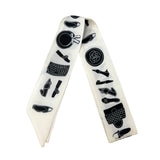 YF08-T8 BLACK & WHITE FASHION ACCESORIES SKINNY SILK SCARF