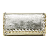 GF0394 GENUINE ITALIAN LEATHER BIG SIZE CHAIN GOLD BAG