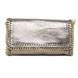 GF0394 GENUINE ITALIAN LEATHER BIG SIZE CHAIN GOLD BAG