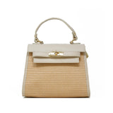 GF0821 RAFFIA AND LEATHER TOP HANDLE CROSSBODY BAG