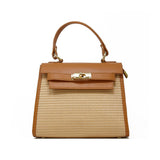 GF0821 RAFFIA AND LEATHER TOP HANDLE CROSSBODY BAG