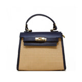 GF0821 RAFFIA AND LEATHER TOP HANDLE CROSSBODY BAG