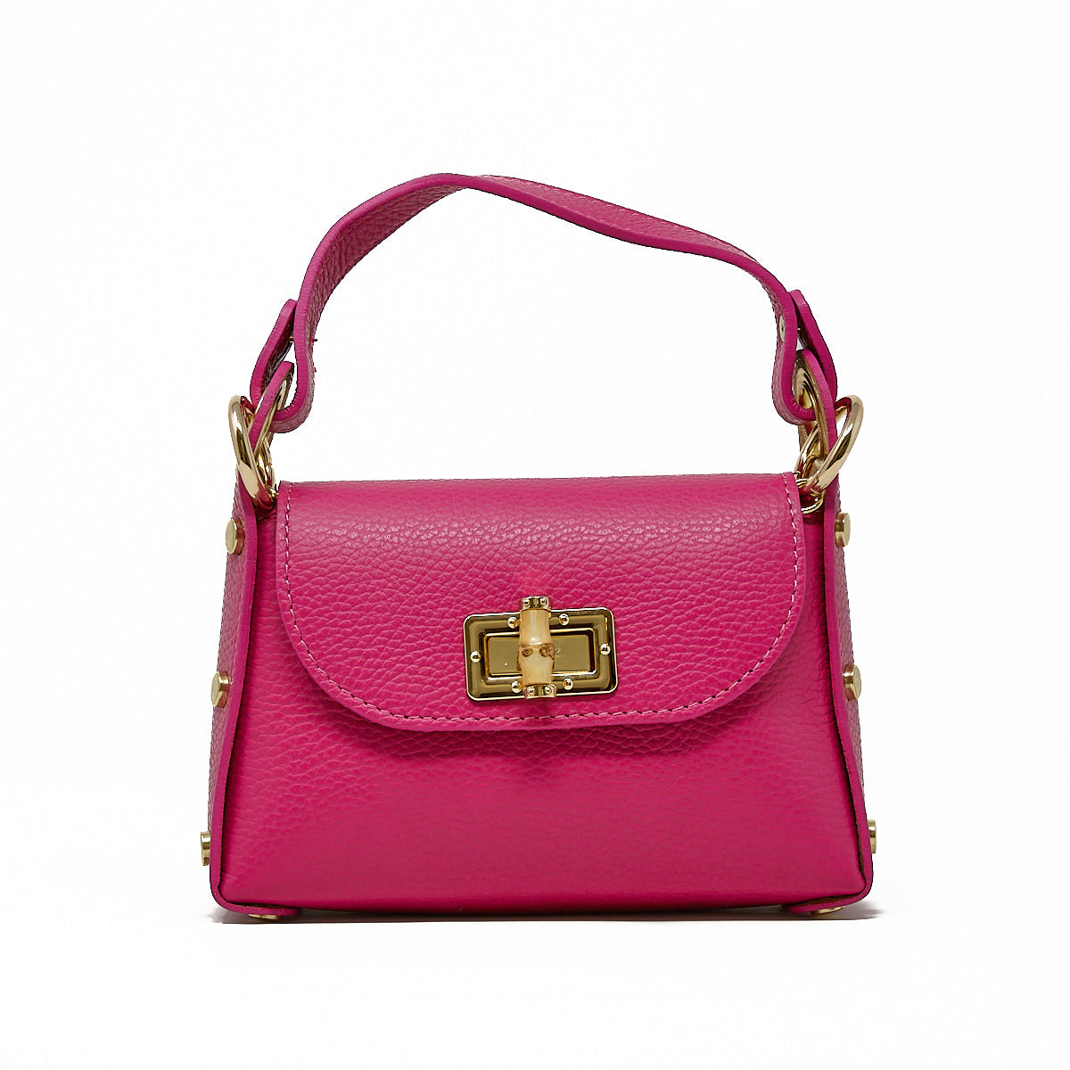 GF1075 GENUINE ITALIAN LEATHER  BAMBOO CLASP, CROSSBODY BAG