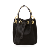 GF0445 GENUINE LEATHER AND COWHIDE BUCKET BAG