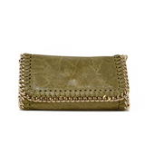 GF0389 GENUINE ITALIAN LEATHER WITH GOLD CHAIN CROSSBODY BAG