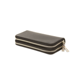 GFW5 | Double Zip Leather Wallet (Black & Silver)