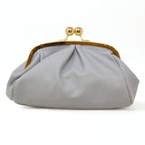 GF1012 - LUXURY PLEATED LEATHER KISS-LOCK HANDBAG