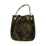 GF0445 GENUINE LEATHER AND COWHIDE BUCKET BAG