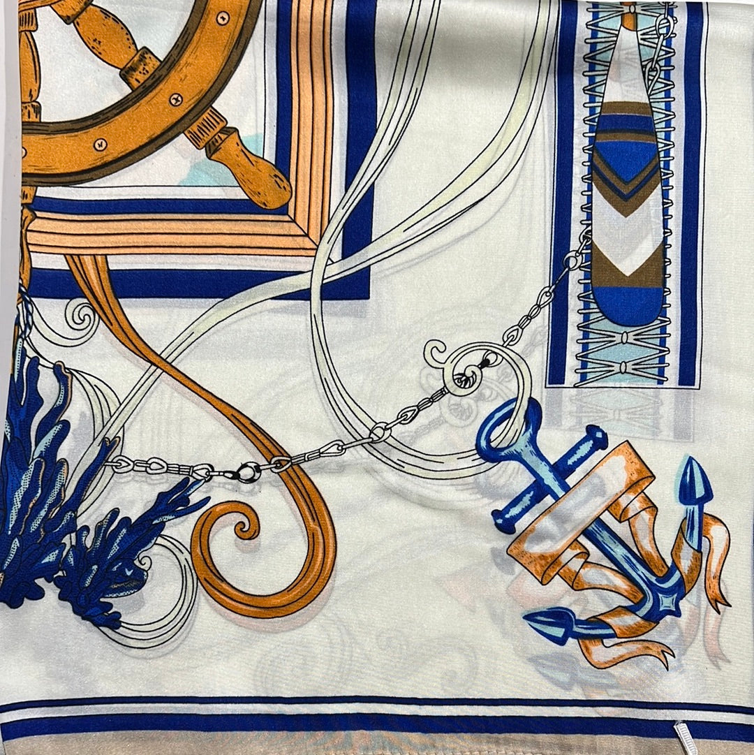 YF08-C46 NAUTICAL COMPASS SCARF - German Fuentes Wholesale of Leather Handbags, Belts and Accessories - German Fuentes