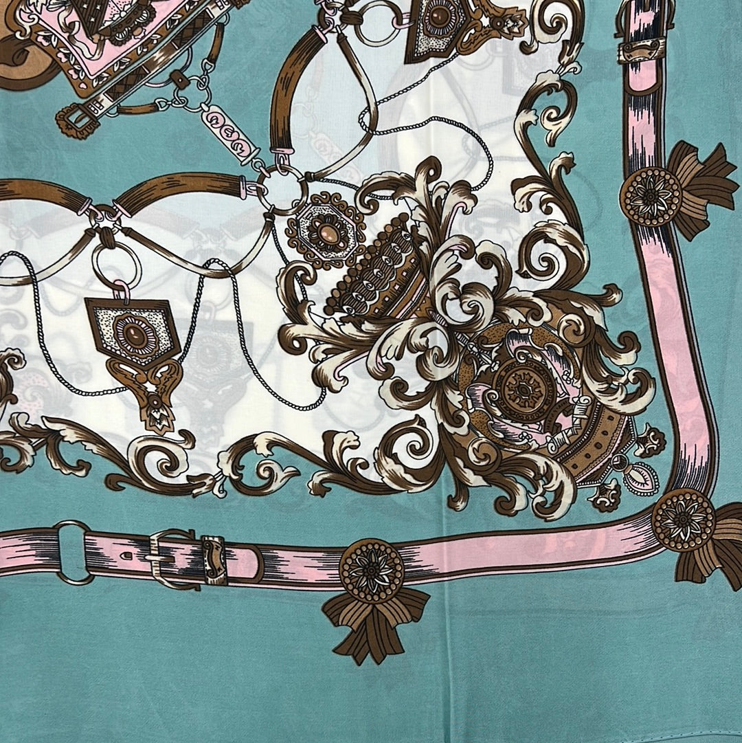 YF10-M3 VINTAGE CHAIN PRINT MID SIZE SCARF - German Fuentes Wholesale of Leather Handbags, Belts and Accessories - German Fuentes