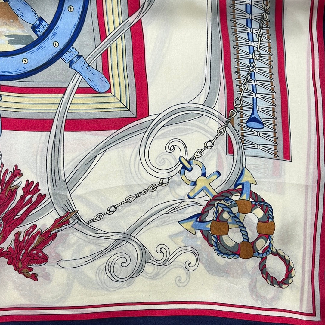 YF08-C46 NAUTICAL COMPASS SCARF - German Fuentes Wholesale of Leather Handbags, Belts and Accessories - German Fuentes