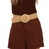 CINT-44 Straw w/ metallic buckle stretch belt