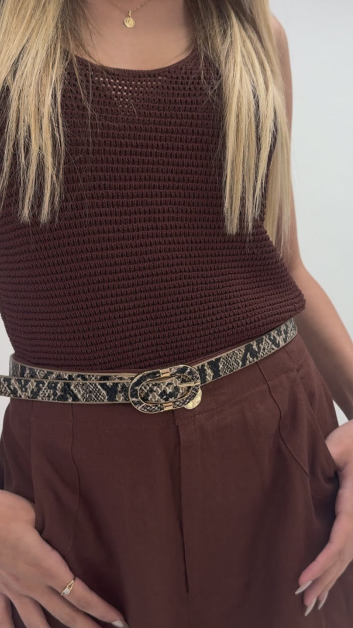 CINT-47 SNAKE PRINT ADJUSTABLE LEATHER BELT