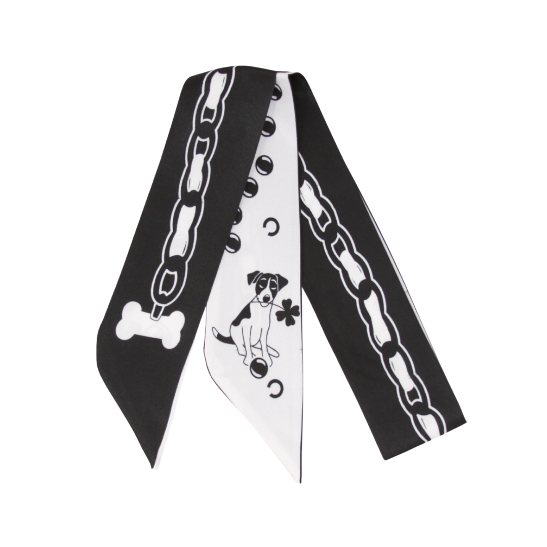YF08-T28 PAWS  & CHAINS SKINNY SILK SCARF
