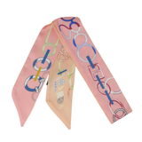 YF08-T16 COLORFUL CIRCLE CHAIN SKINNY SILK SCARF