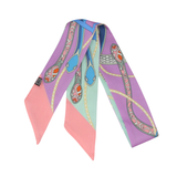 YF08-T12 COILED SNAKES & CHAIN MOTIFTS SKINNY SILK SCARF