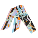 YF08-T3 VIBRANT MOSAIC SKINNY SILK SCARF