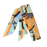 YF08-T3 VIBRANT MOSAIC SKINNY SILK SCARF