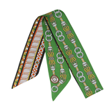 YF08-T19  PATTERN OF SPIRALING EQUESTRIAN MOTIFS & WAVES SKINNY SILK SCARF