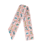 YF08-T10 EQUESTRIAN THEMED DESIGN SKINNY SILK SCARF