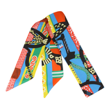 YF08-T3 VIBRANT MOSAIC SKINNY SILK SCARF
