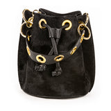 GF0445 GENUINE LEATHER AND COWHIDE BUCKET BAG