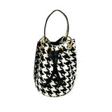 GF0445 GENUINE LEATHER AND COWHIDE BUCKET BAG