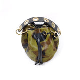 GF0445 GENUINE LEATHER AND COWHIDE BUCKET BAG