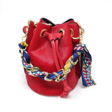 GF0445 GENUINE LEATHER AND COWHIDE BUCKET BAG