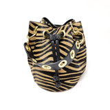 GF0445 GENUINE LEATHER AND COWHIDE BUCKET BAG