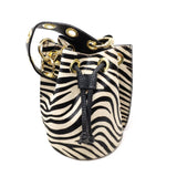 GF0445 GENUINE LEATHER AND COWHIDE BUCKET BAG