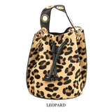 GF0445 GENUINE LEATHER AND COWHIDE BUCKET BAG