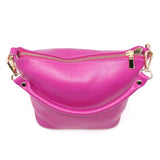 GF0798 GENUINE ITALIAN LEATHER ZIPPER MID BAG