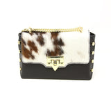 GF0867 GENUINE ITALIAN LEATHER COWHIDE STUDS BAG