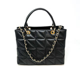 GF114020 GENUINE ITALIAN LEATHER QUILTED MID BAG