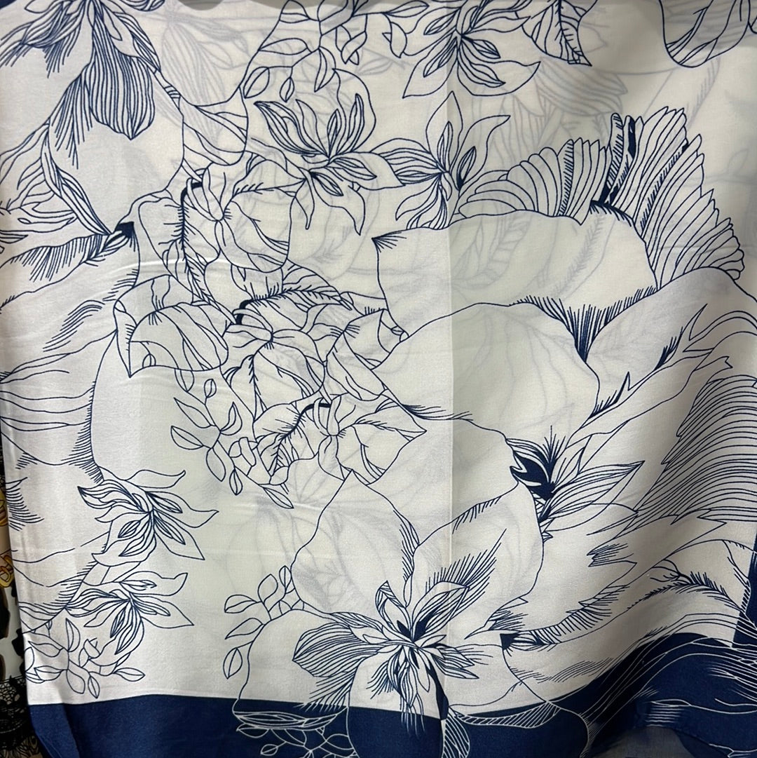 YF10-M6 ART FLORAL AND BOTANICAL PRINT MID SIZE SCARF - German Fuentes Wholesale of Leather Handbags, Belts and Accessories - German Fuentes