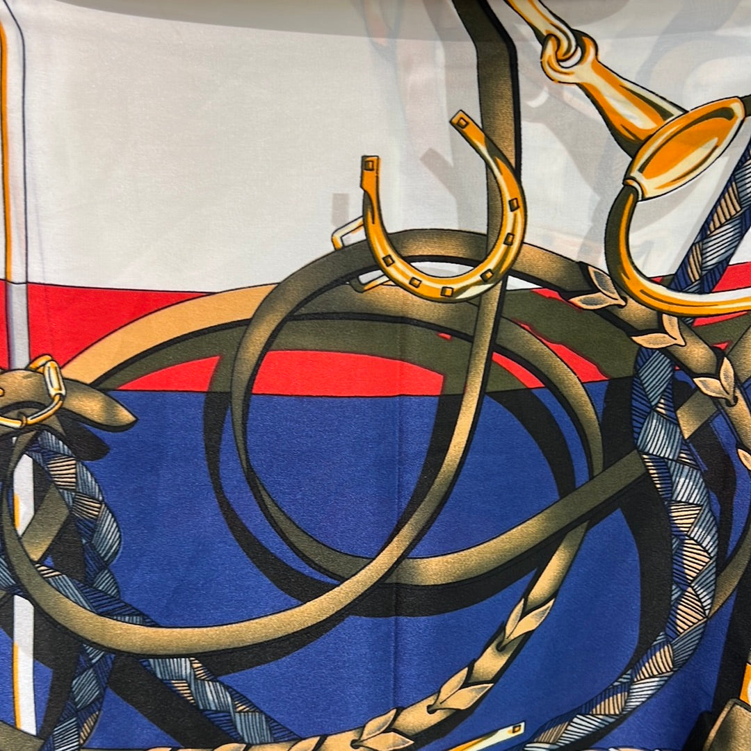 YF10-M2 EQUESTRIAN PATTERN MID SIZE SCARF - German Fuentes Wholesale of Leather Handbags, Belts and Accessories - German Fuentes
