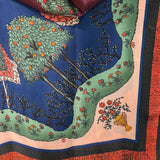 YF10-M25 DESIGN FILLED WITH DETAILED TREES,FLOWERS,AND LUSH FOLIAGE MID SIZE SCARF - German Fuentes Wholesale of Leather Handbags, Belts and Accessories - German Fuentes