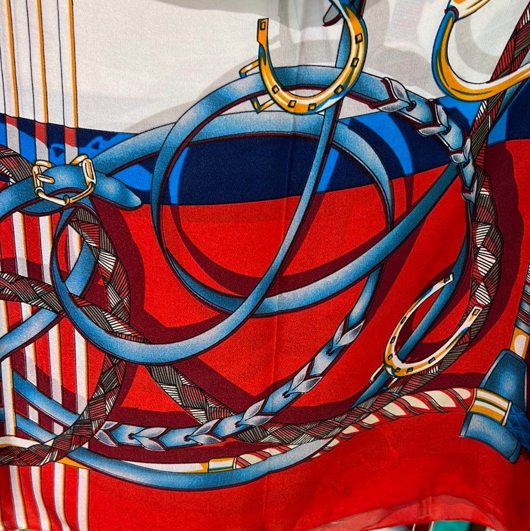 YF10-M2 EQUESTRIAN PATTERN MID SIZE SCARF - German Fuentes Wholesale of Leather Handbags, Belts and Accessories - German Fuentes