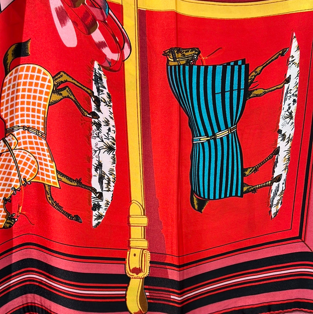 YF10-M1 HORSE PATTERN MID SIZE SCARF - German Fuentes Wholesale of Leather Handbags, Belts and Accessories - German Fuentes